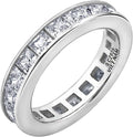 Platinum-Plated Sterling Silver Eternity Band Ring - Timeless Sparkle