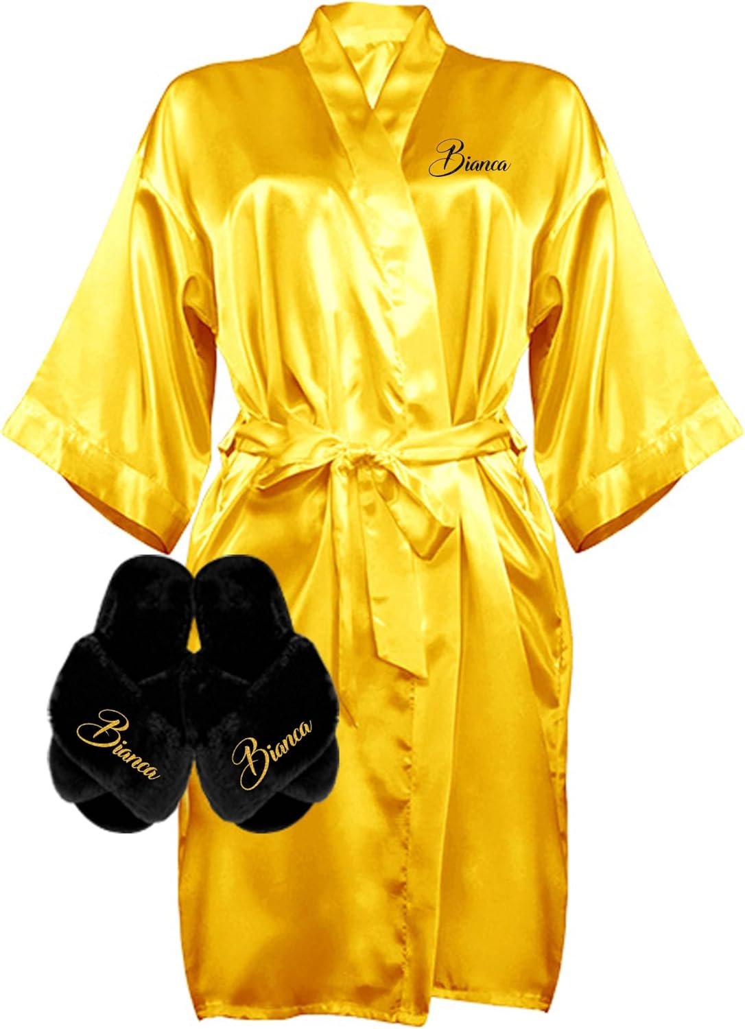 Custom Women Satin Robes and Slippers Gift Set for Her