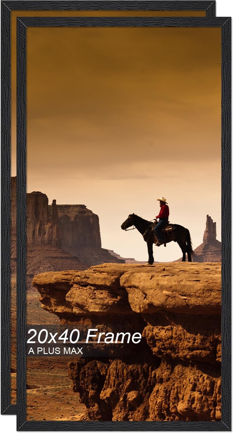 20x40 Picture Frame Set of 2 - Black Engineered Wood Frames