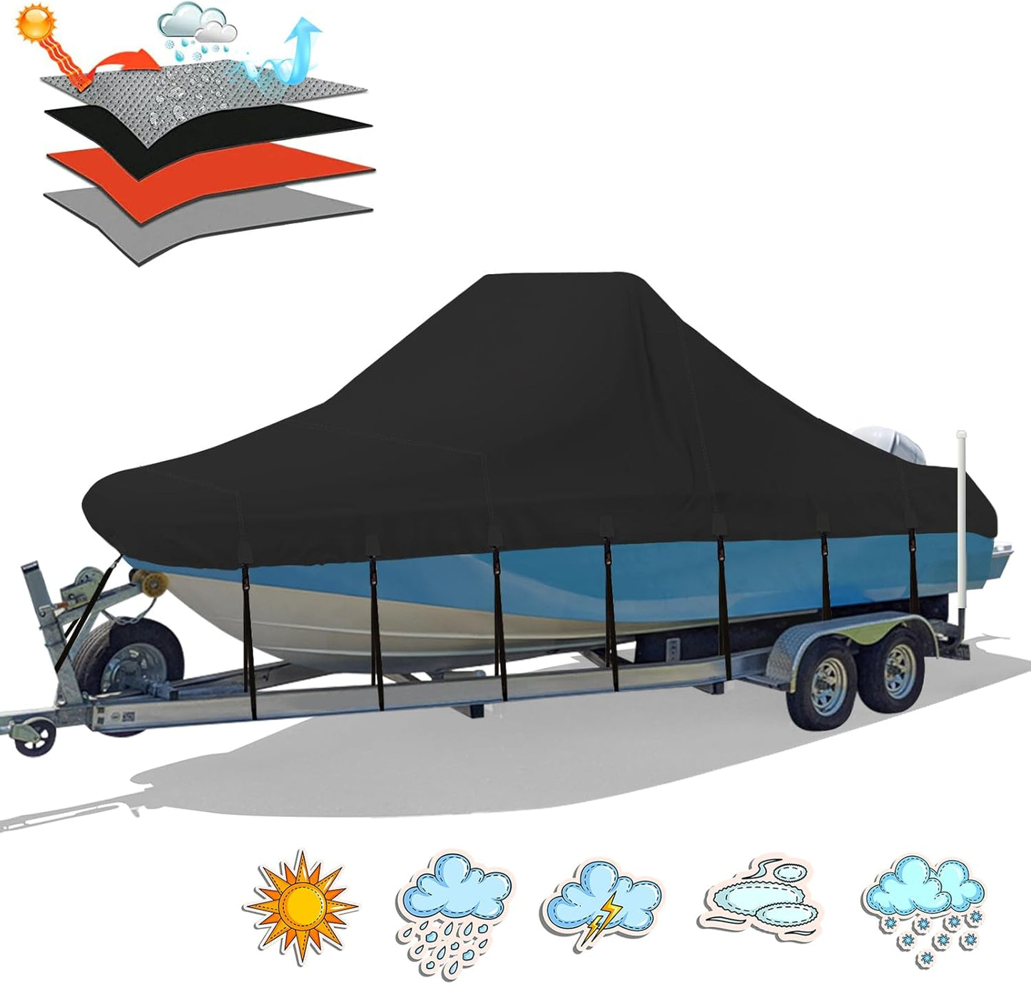 Solim Center Console Boat Cover - Heavy Duty Waterproof Protection