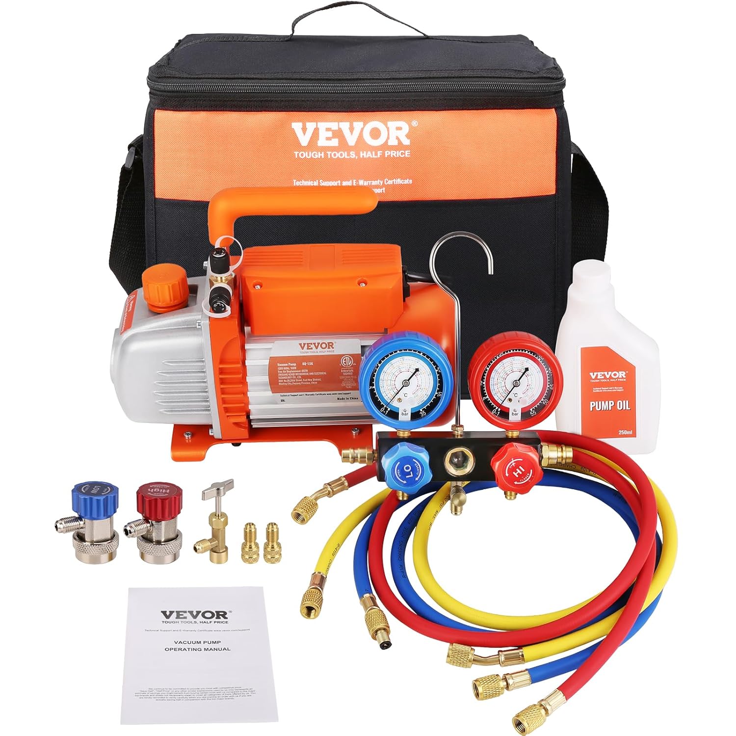 Powerful VEVOR 4 CFM AC Vacuum Pump Kit