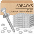 Tandefio 60 Pack 3/8 in x 4 in Lag Screw Kit with Washers - Heavy Duty
