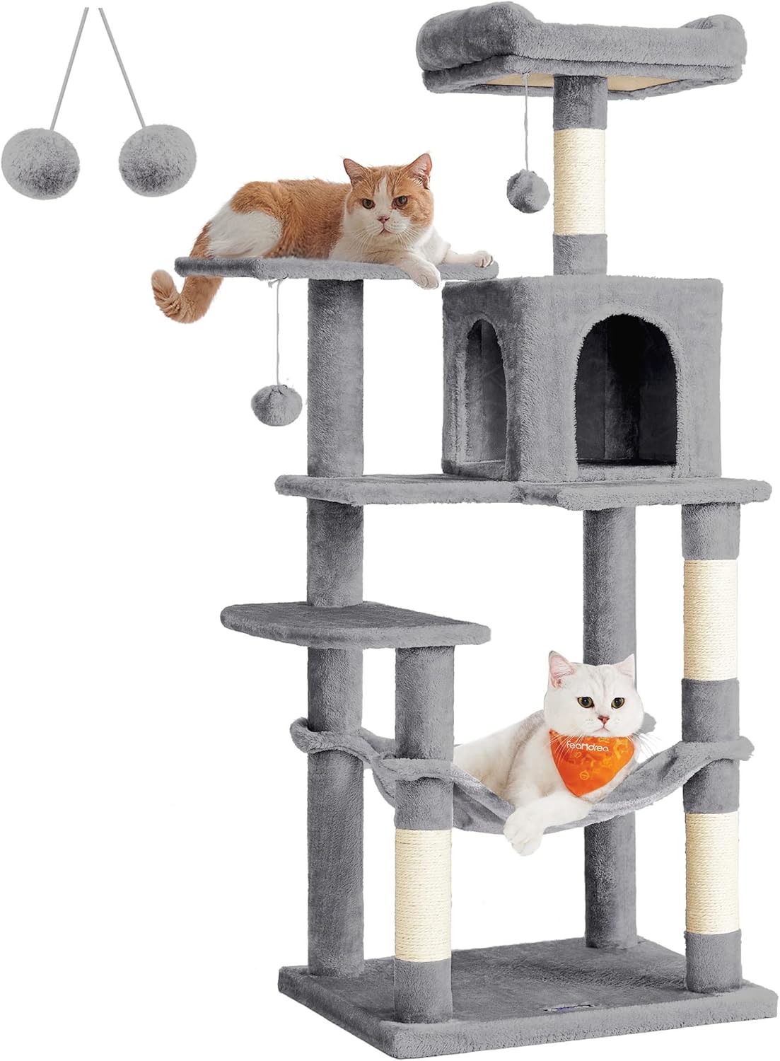 56.3-Inch Cat Tree for Indoor Cats with Multi-Level Design