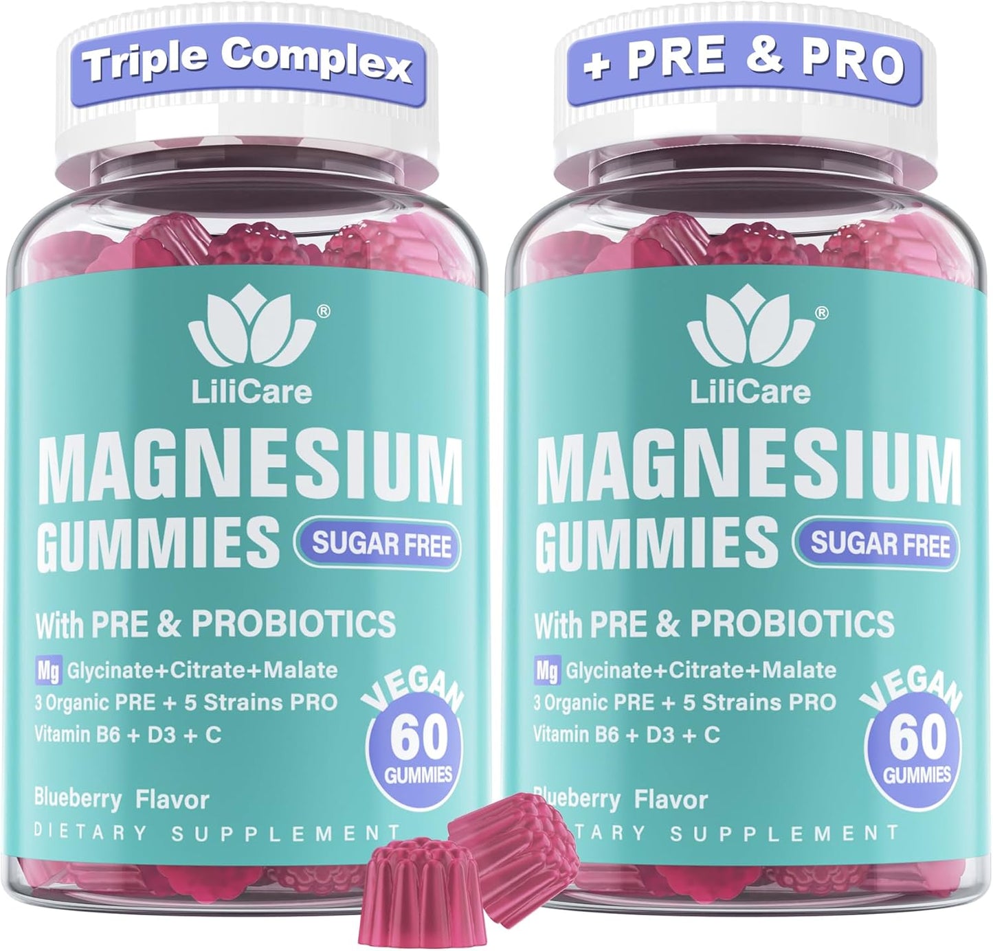 Magnesium Gummies 400mg for Women Men Sugar Free & Vegan