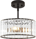 Black Crystal Chandelier Small Modern Semi Flush Mount - Elegant Glow
