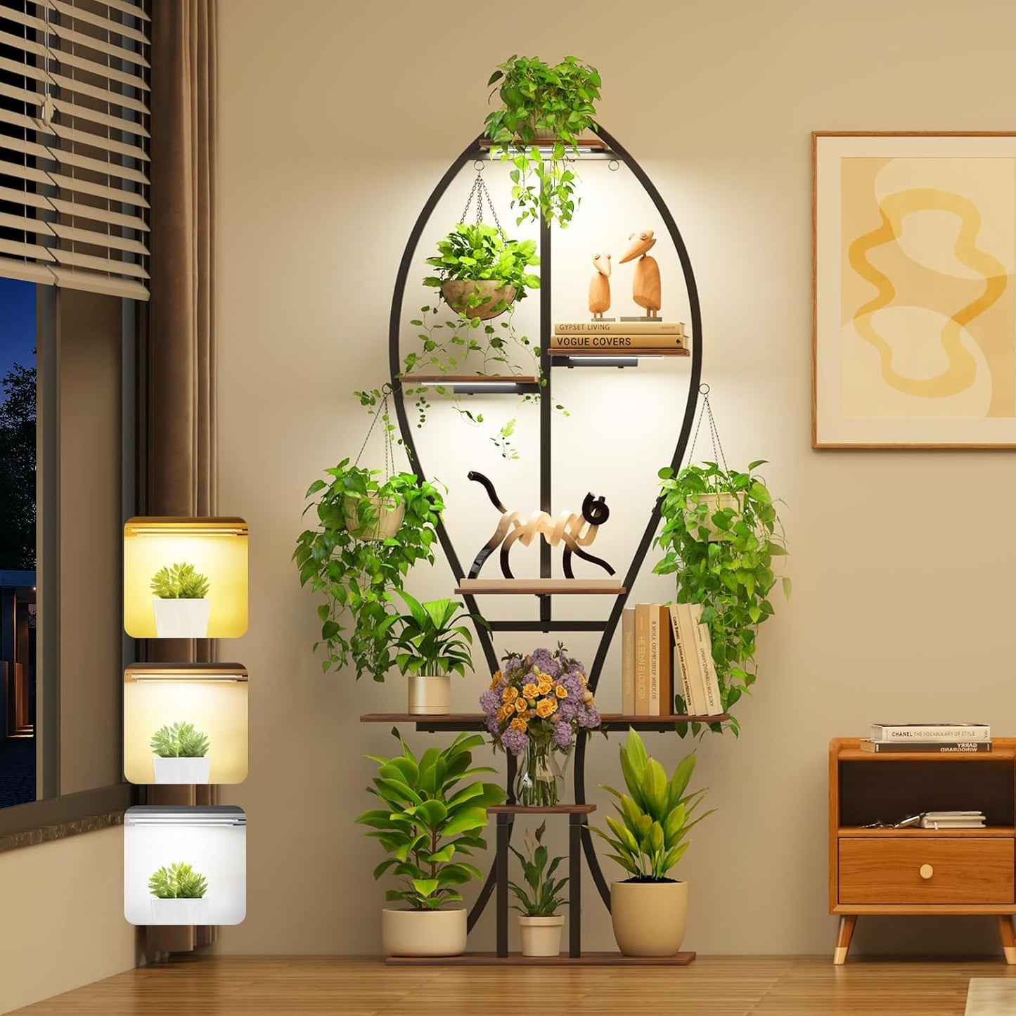 Indoor Plant Stand with Grow Lights for Home and Garden Use