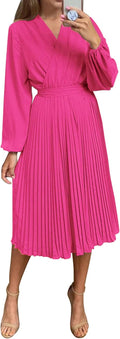 PRETTYGARDEN Women's Spring Midi Dress Wrap V Neck - Flattering