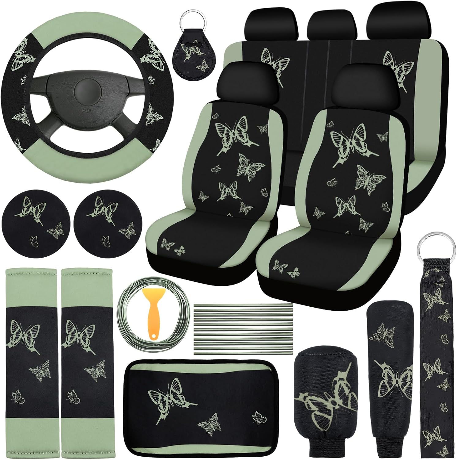 BBTO 43 Pcs Butterfly Car Seat Full Set for Stylish Women