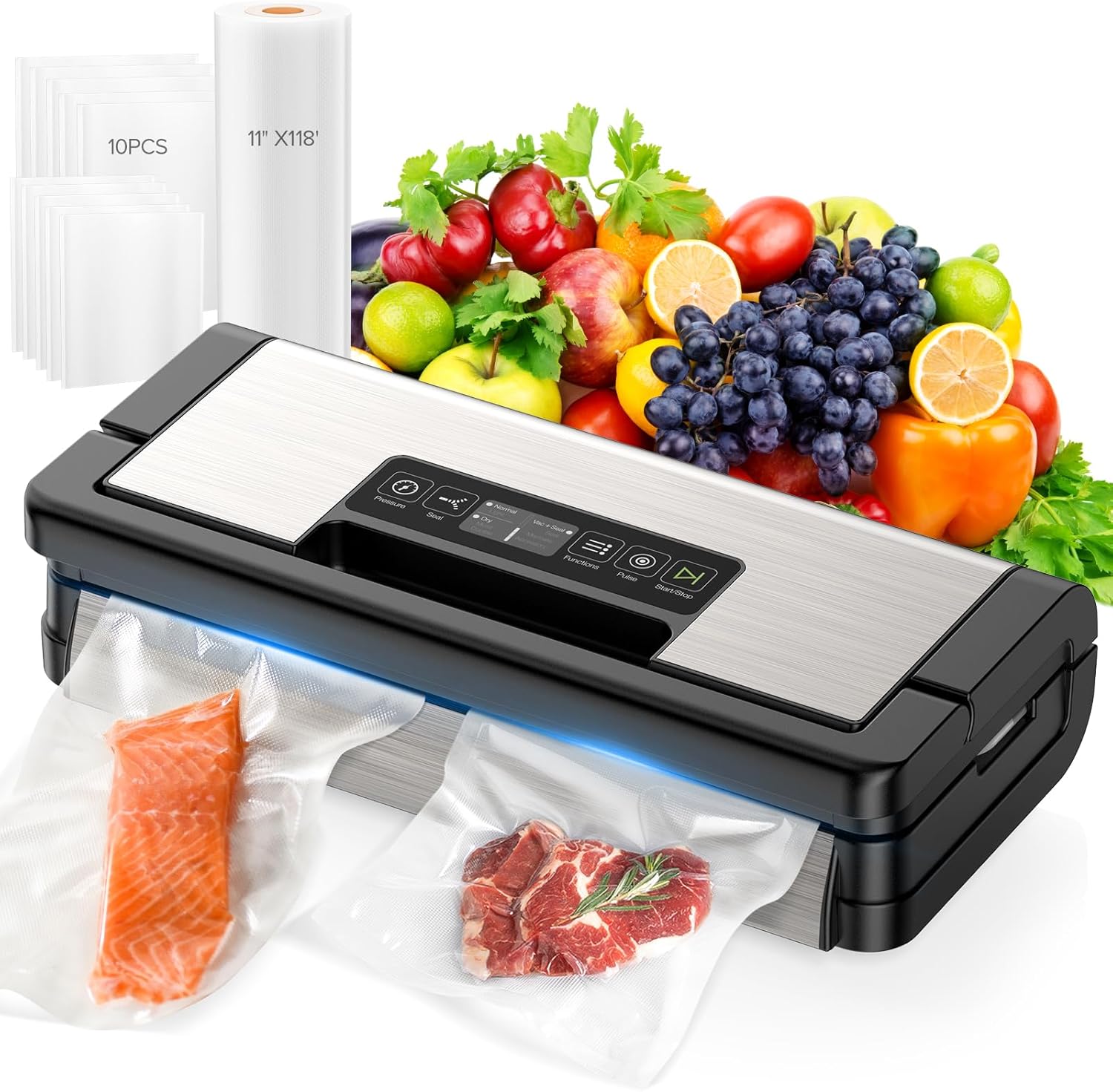 Vacuum Sealer for Food with 10-in-1 Functions and Cutter