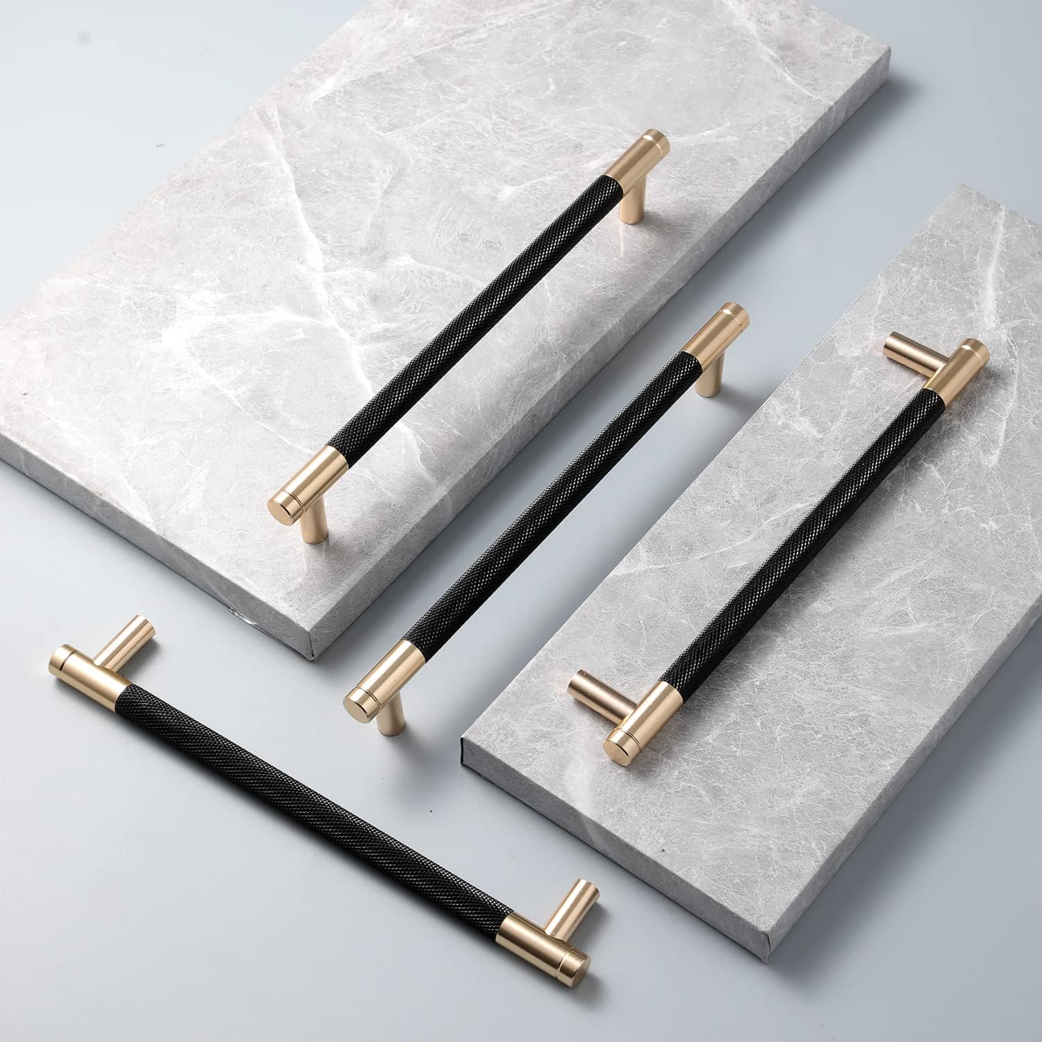 Elegant 12 Pack 7 1/2 Inch Gold and Black Cabinet Pulls