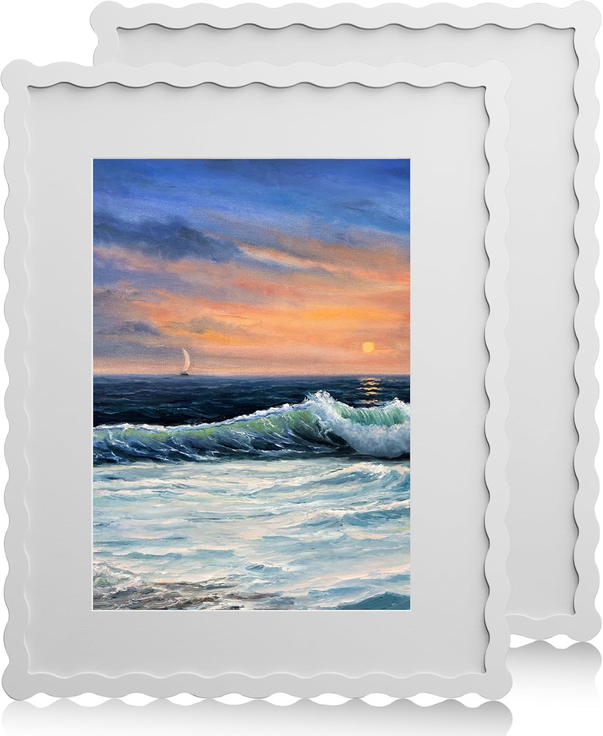 11x14 Wavy Picture Frame with Mat for 8x10 Photos - 2 Pack