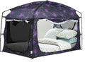 Portable Blackout Bed Tent for Privacy, 90% Drapes, Large Mesh Windows
