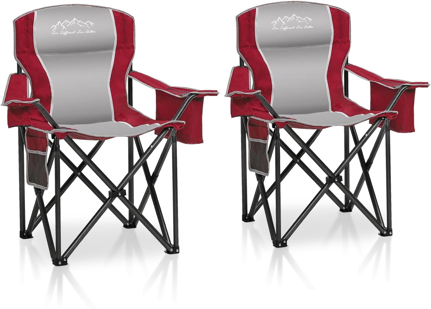 2PCS Folding Camping Chair Heavy Duty Padded Outdoor Chairs