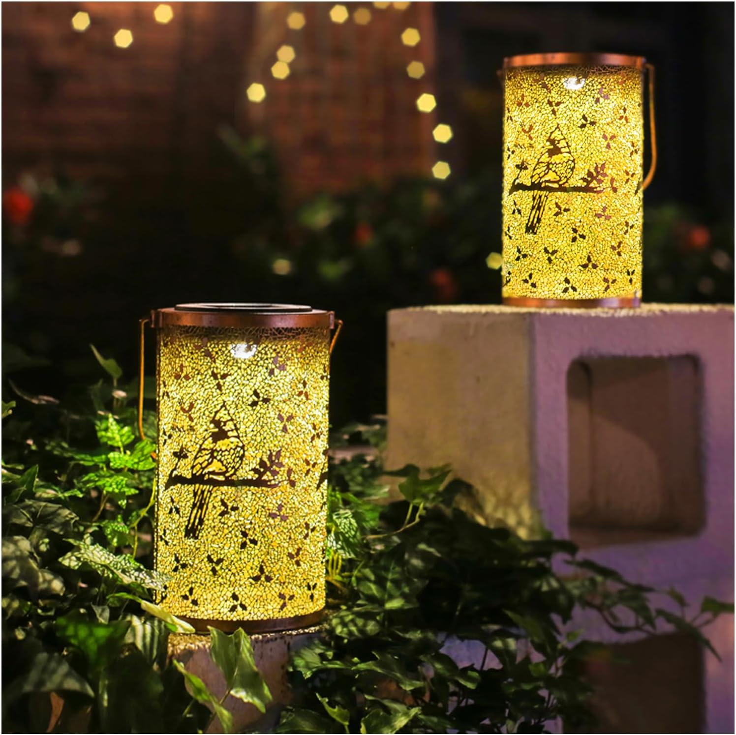 Cardinal Outdoor Solar Hanging Lanterns for Garden Decor