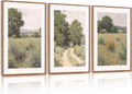 Countryside Landscape Framed Canvas Wall Art Set - Serene Vintage