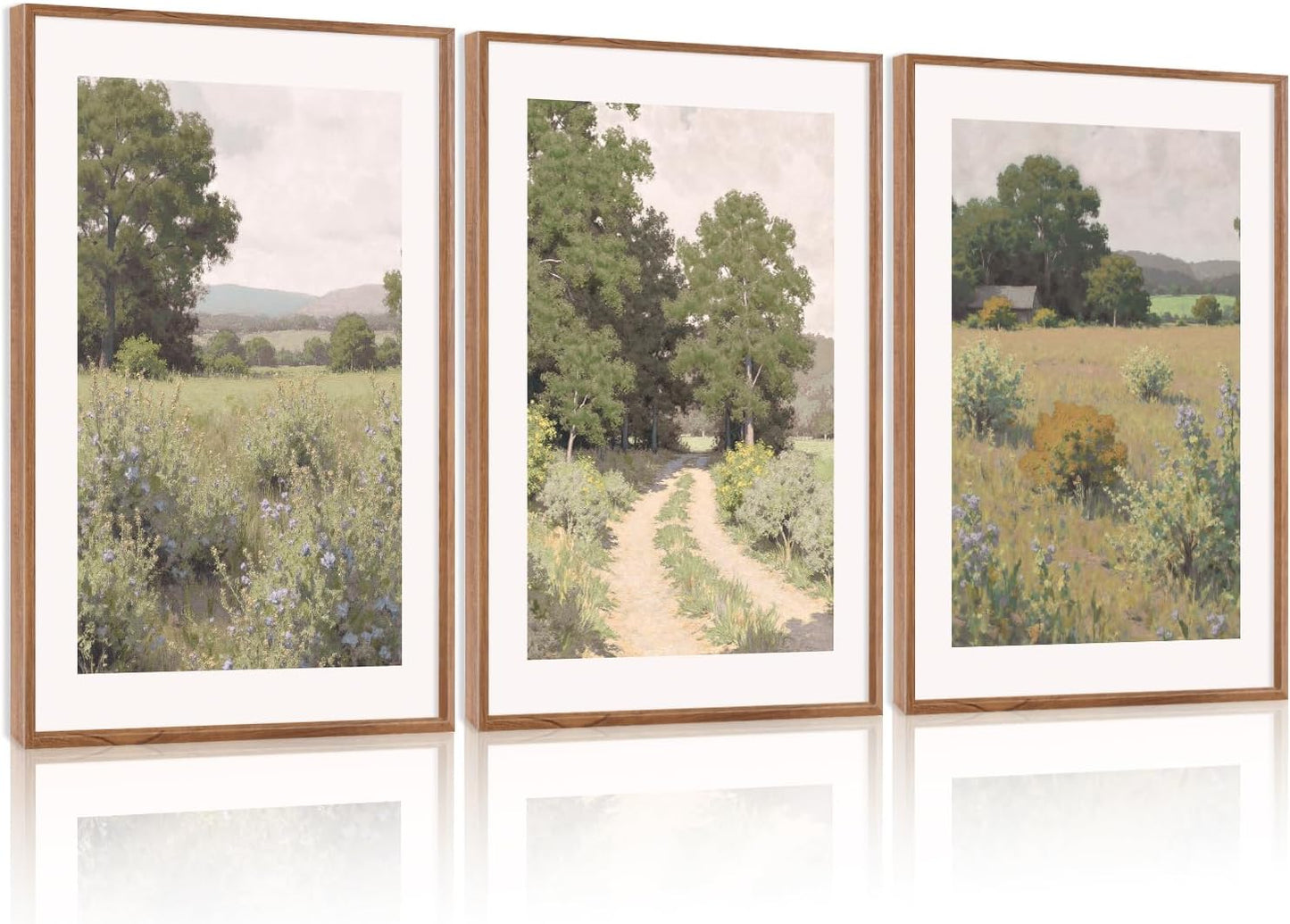CHDITB Countryside Landscape Framed Canvas Wall Art Set
