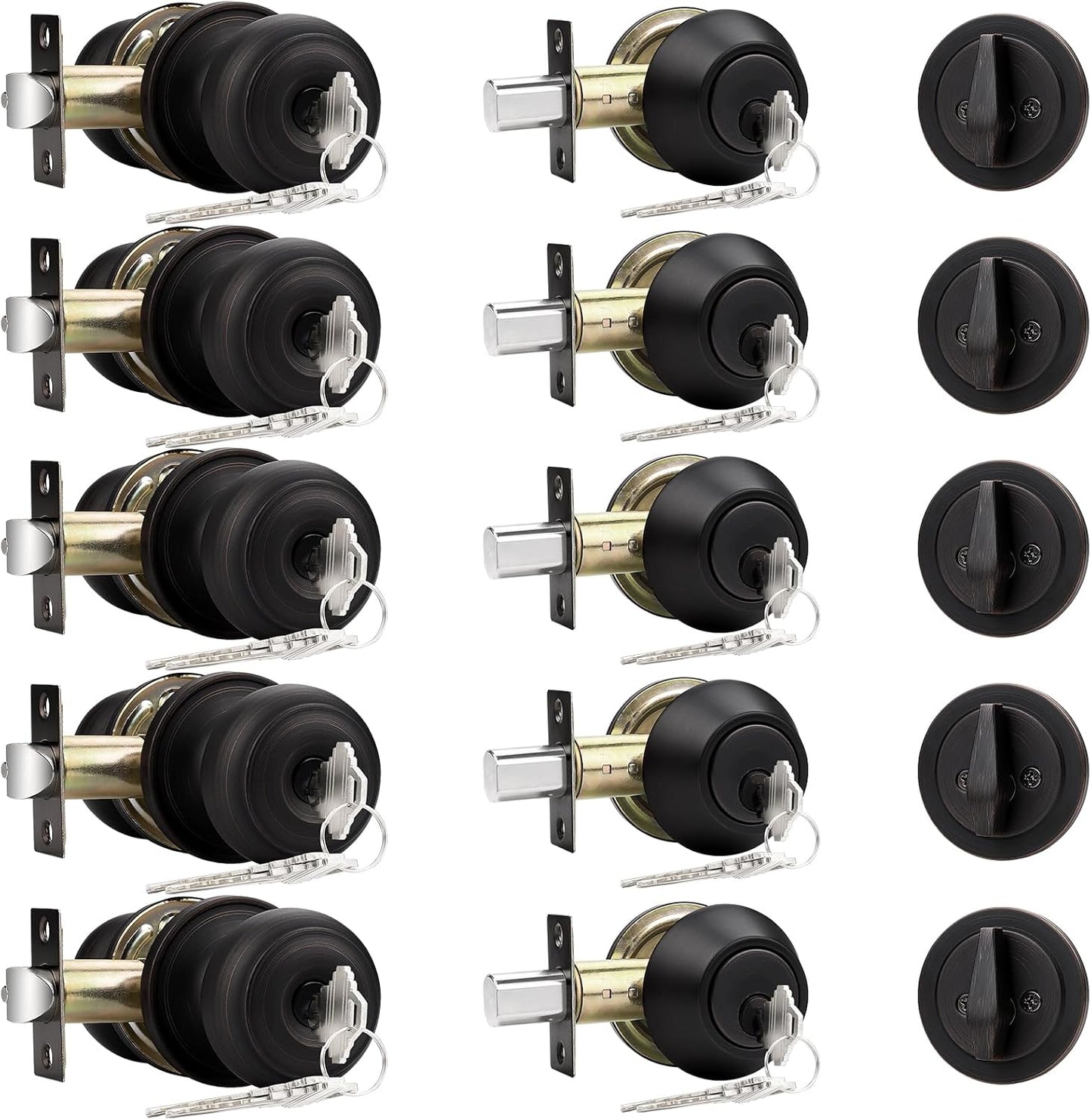 Probrico Entry Door Knob with Single Cylinder Deadbolt Set