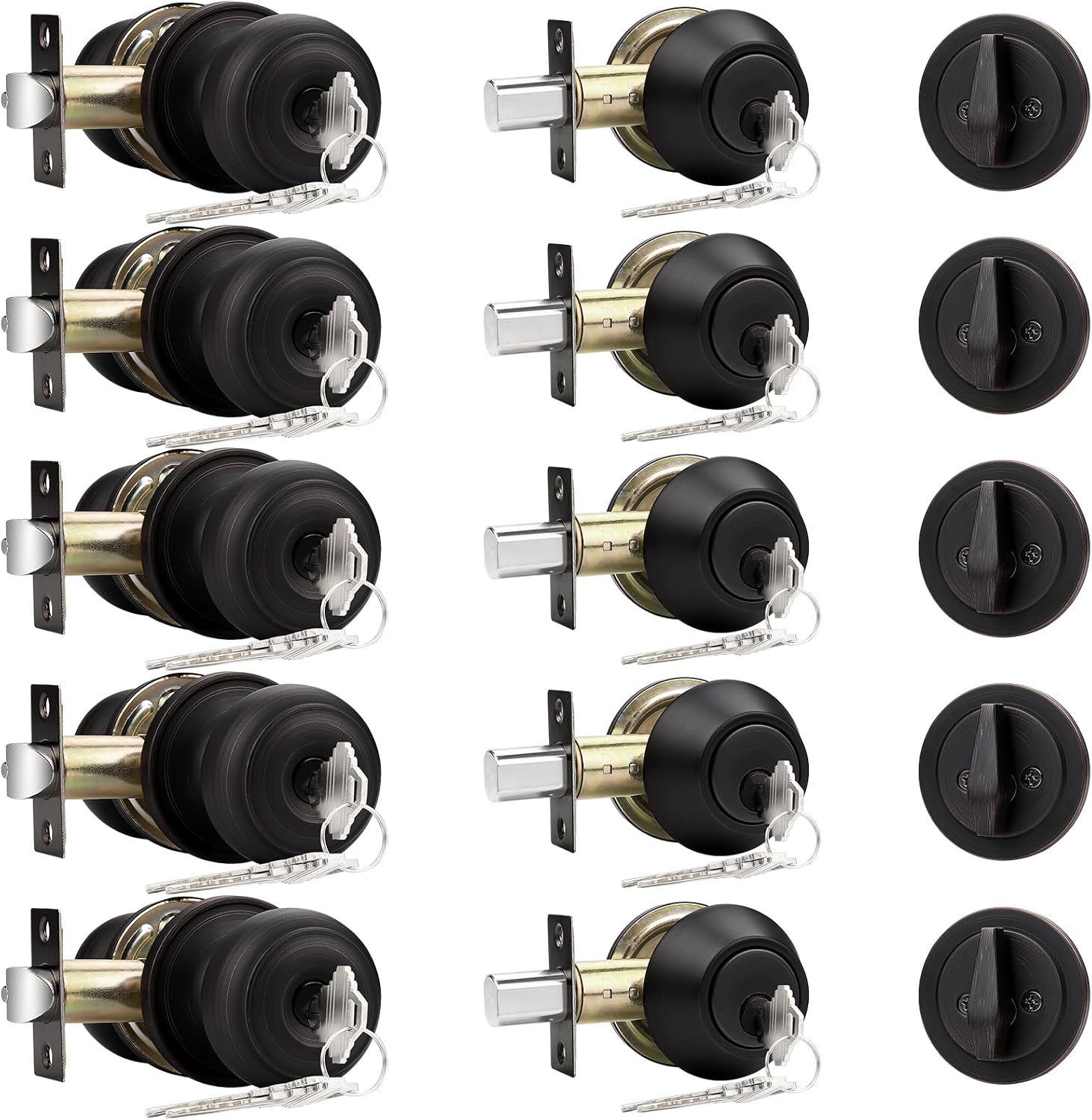 Probrico Entry Door Knob with Single Cylinder Deadbolt Set