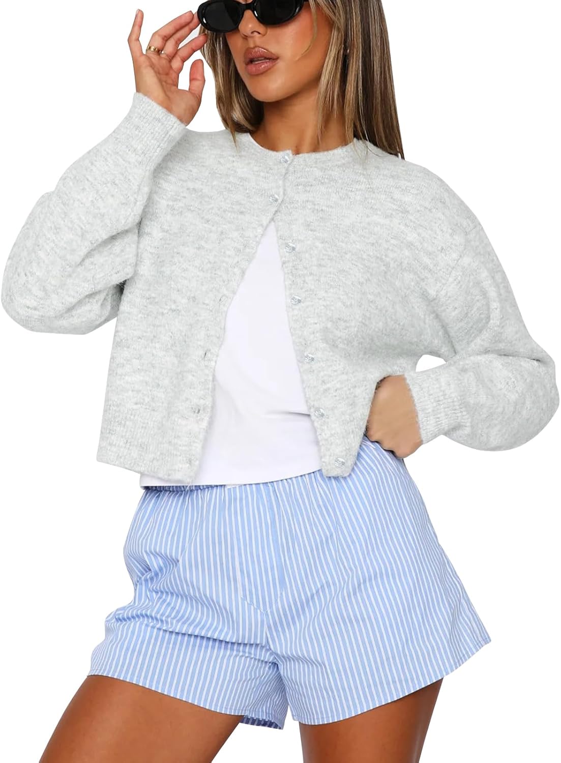 Cropped Cardigan Sweaters for Women - Stylish Y2K Knit Top