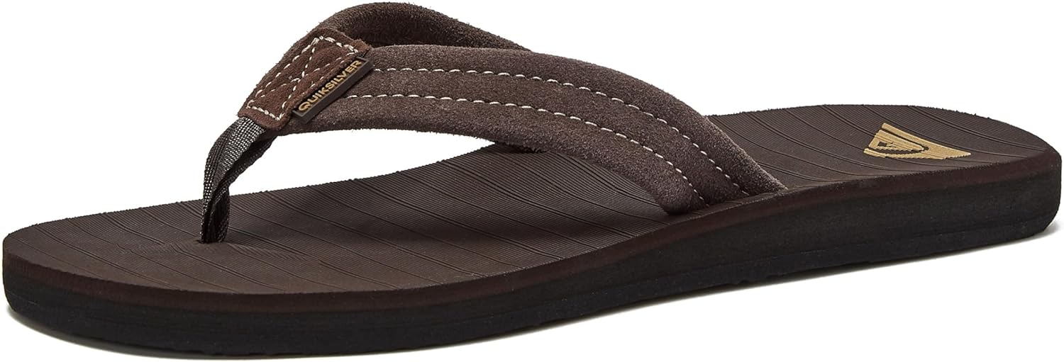 Quiksilver Carver Suede Flip Flops for Men with Arch Support