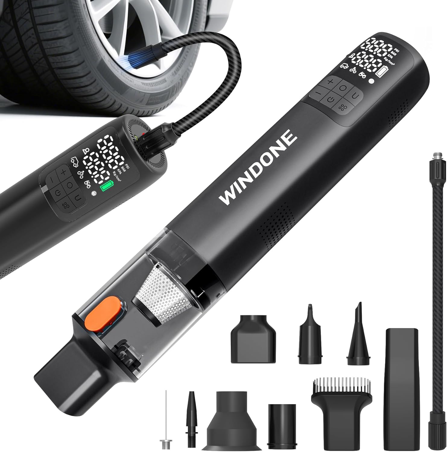 Powerful 2-in-1 Car Vacuum & Tire Inflator for Ultimate Clean