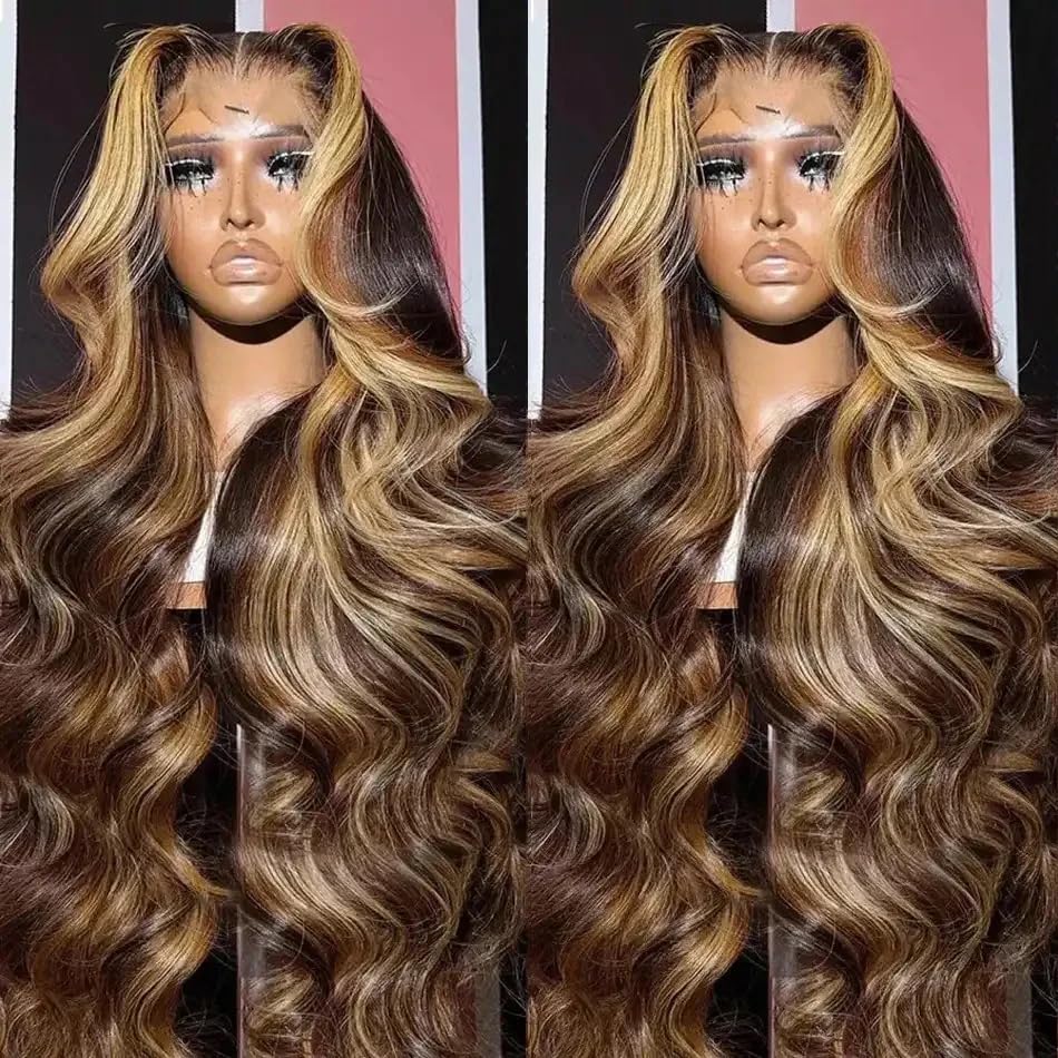 250 Density 32 Inch Honey Blonde Body Wave Lace Front Wigs