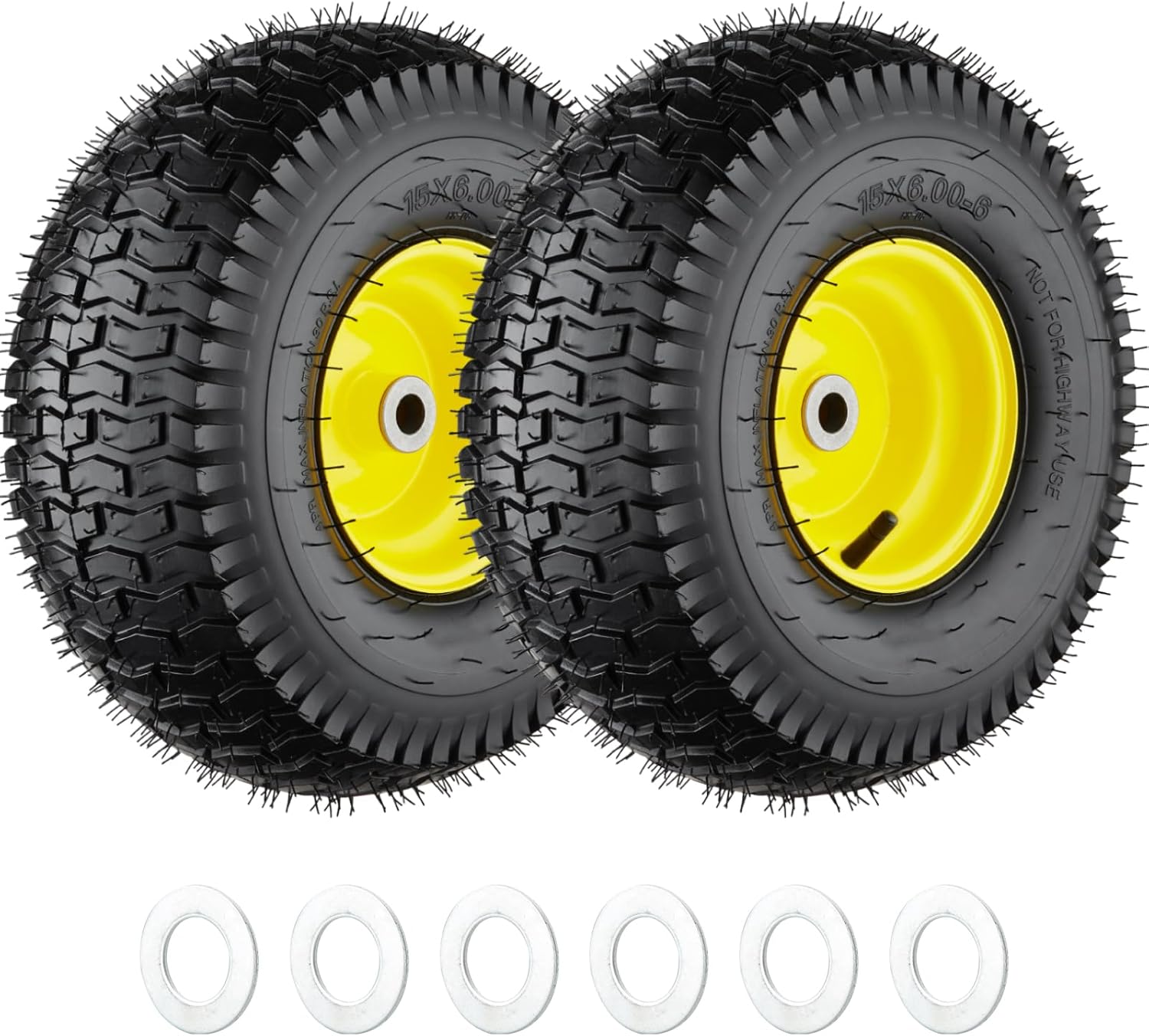 15x6.00-6 Lawn Mower Tires for Riding Lawn Mowers - 2 Pack