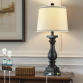 28in Farmhouse Table Lamp with USB C+A Ports and AC Outlet - Rustic