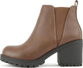 Soda Women Lug Sole Mid Heel Fashion Ankle Bootie with Gore