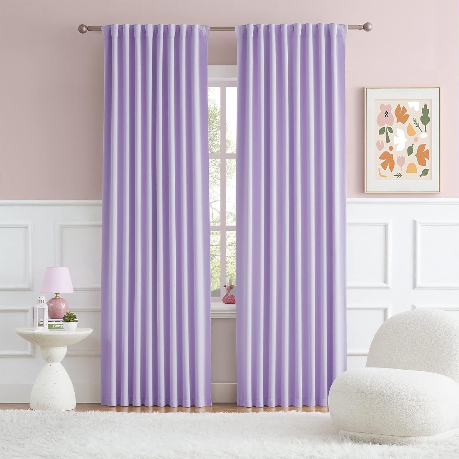 DUALIFE Lavender Room Darkening Curtains for Maximum Privacy