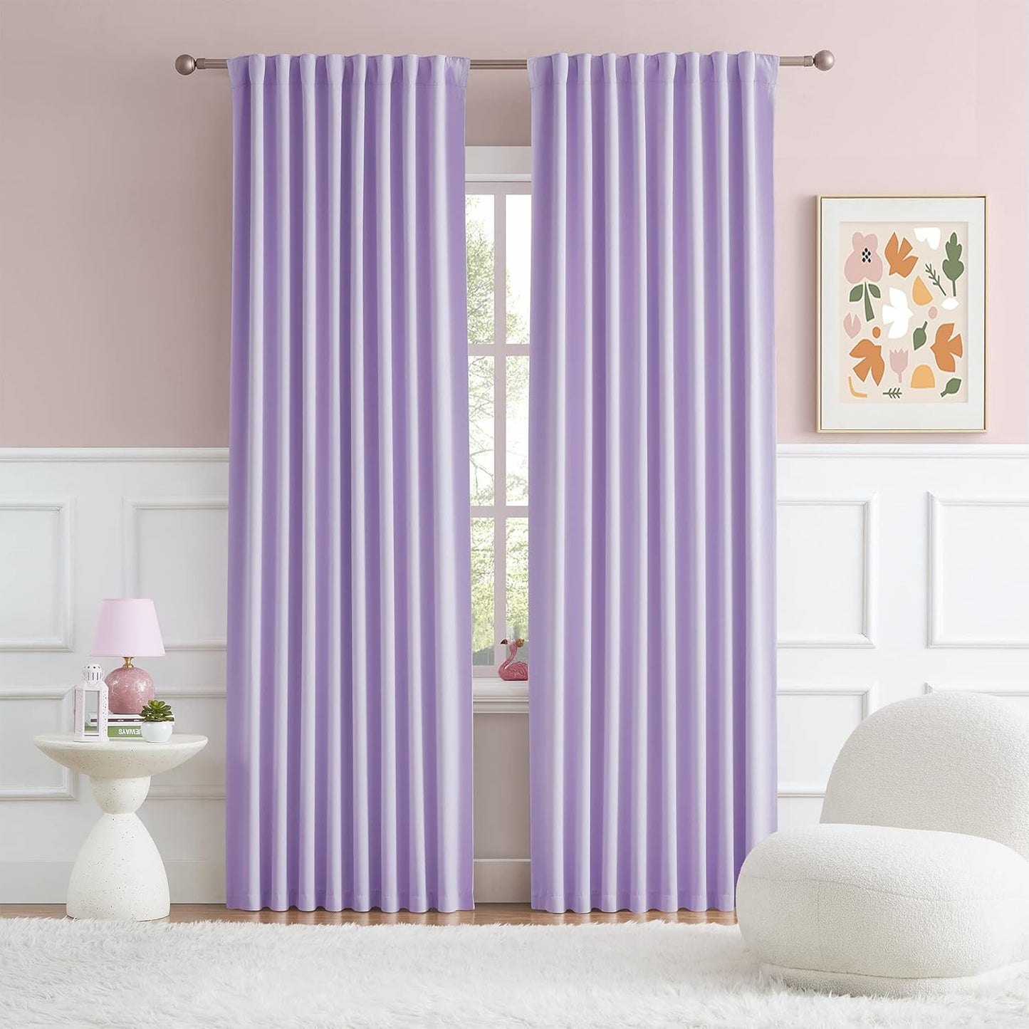 DUALIFE Lavender Room Darkening Curtains for Maximum Privacy