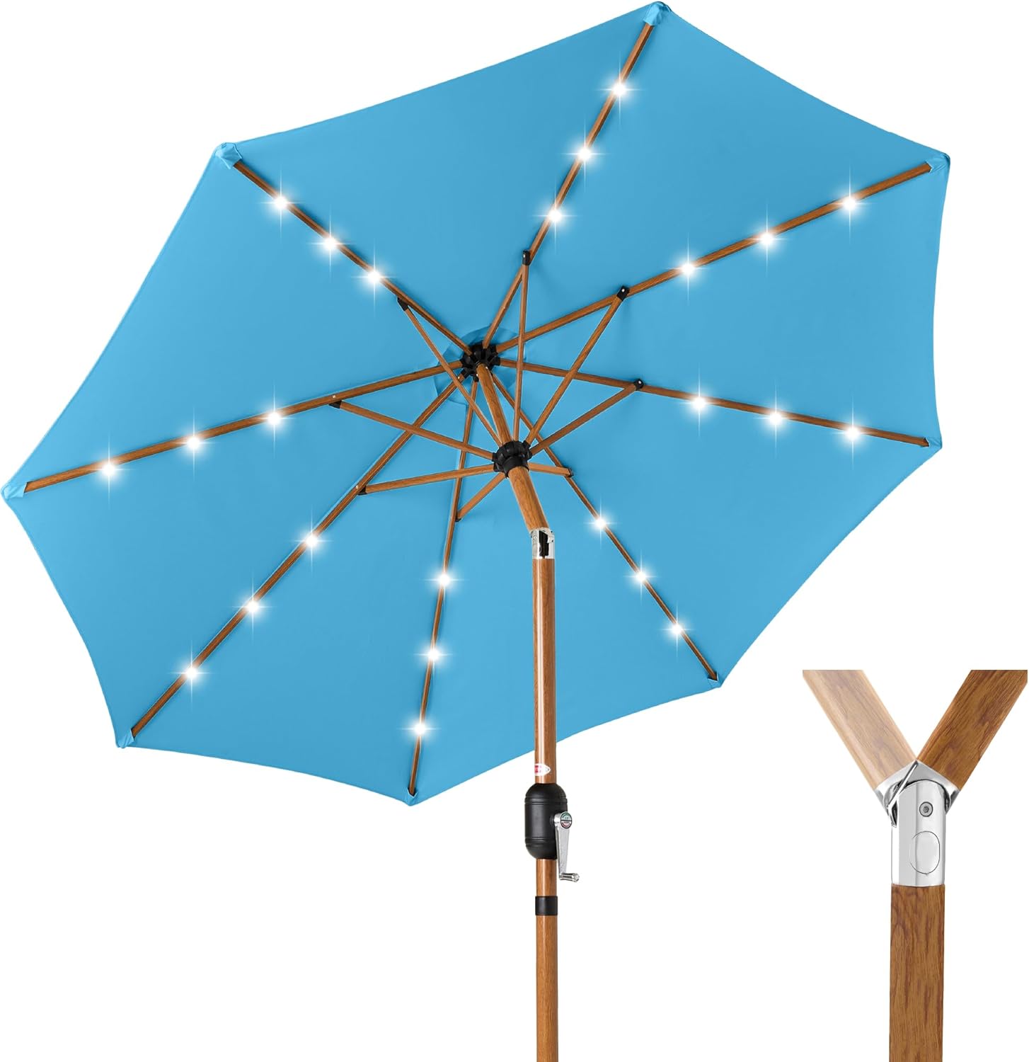 10ft Solar Market Patio Umbrella with LED Lights for Outdoors