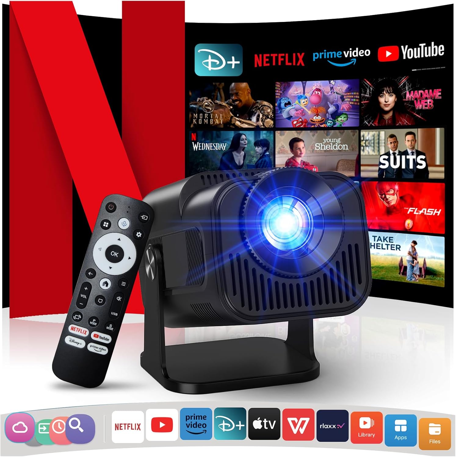Portable 4K Projector with Built-in Streaming