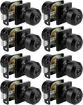 Black Door Knobs Matte Privacy Square Interior DoorKnobs - 8 Pack