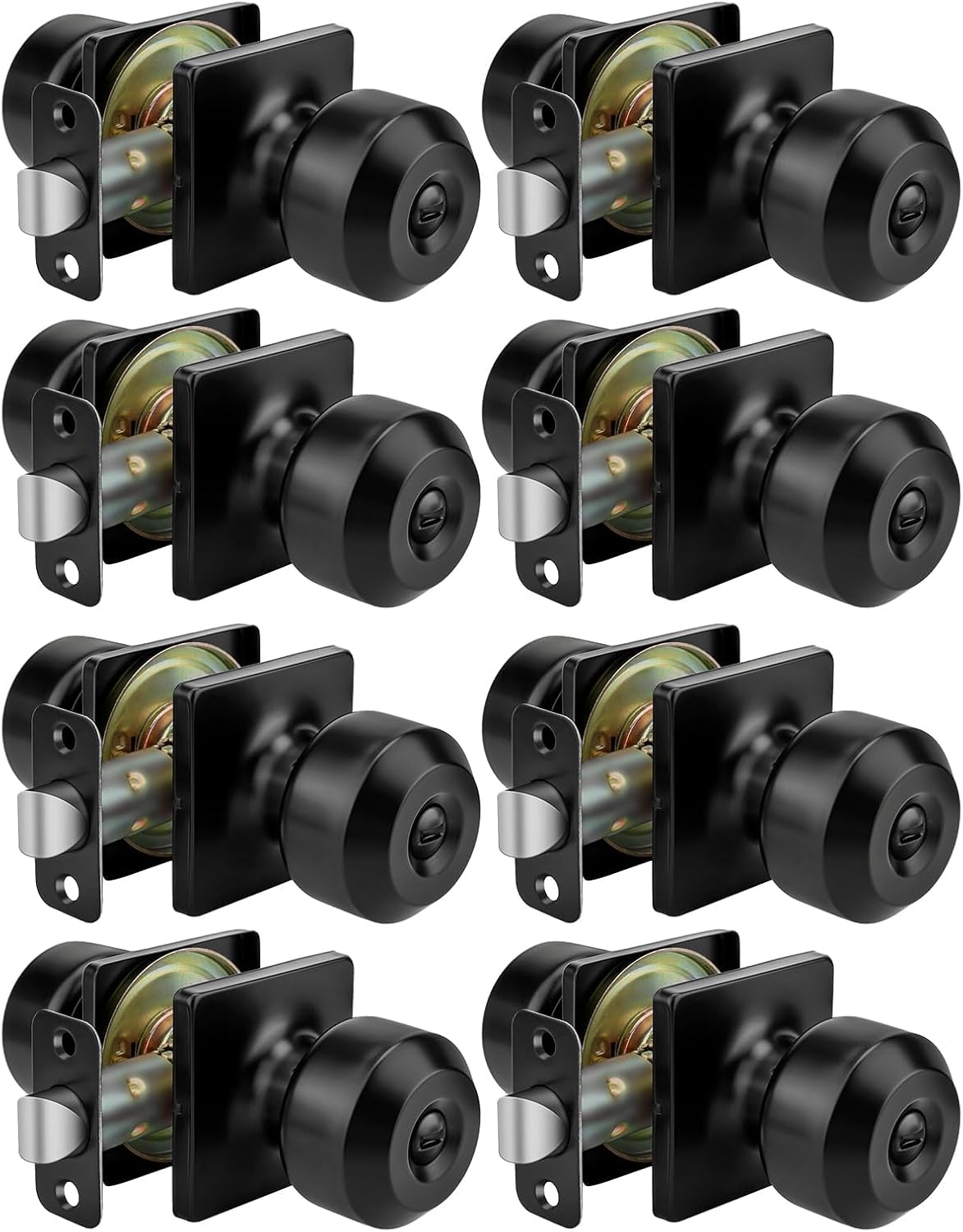 Black Door Knobs for Interior Privacy - 8 Pack Matte Finish
