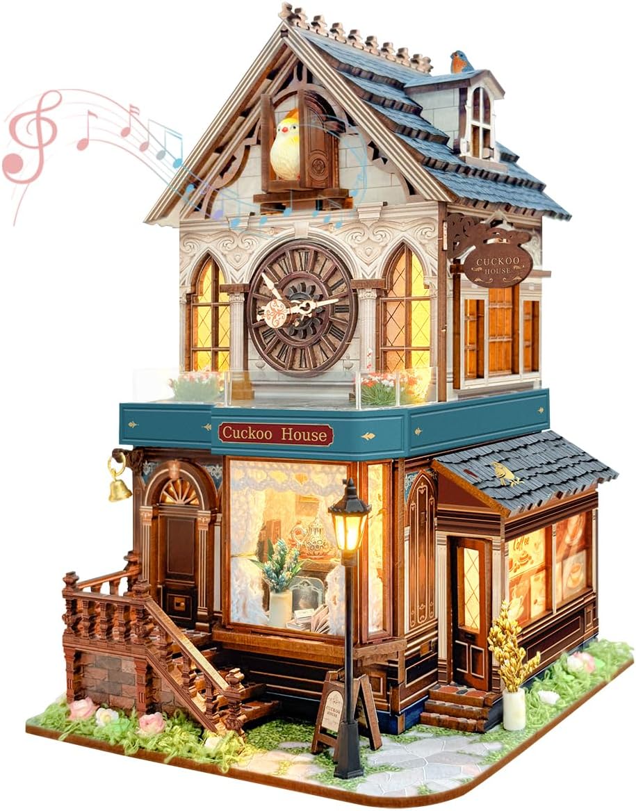 3D Wooden Puzzles Miniature Cuckoo Clock House Kit for Relaxation