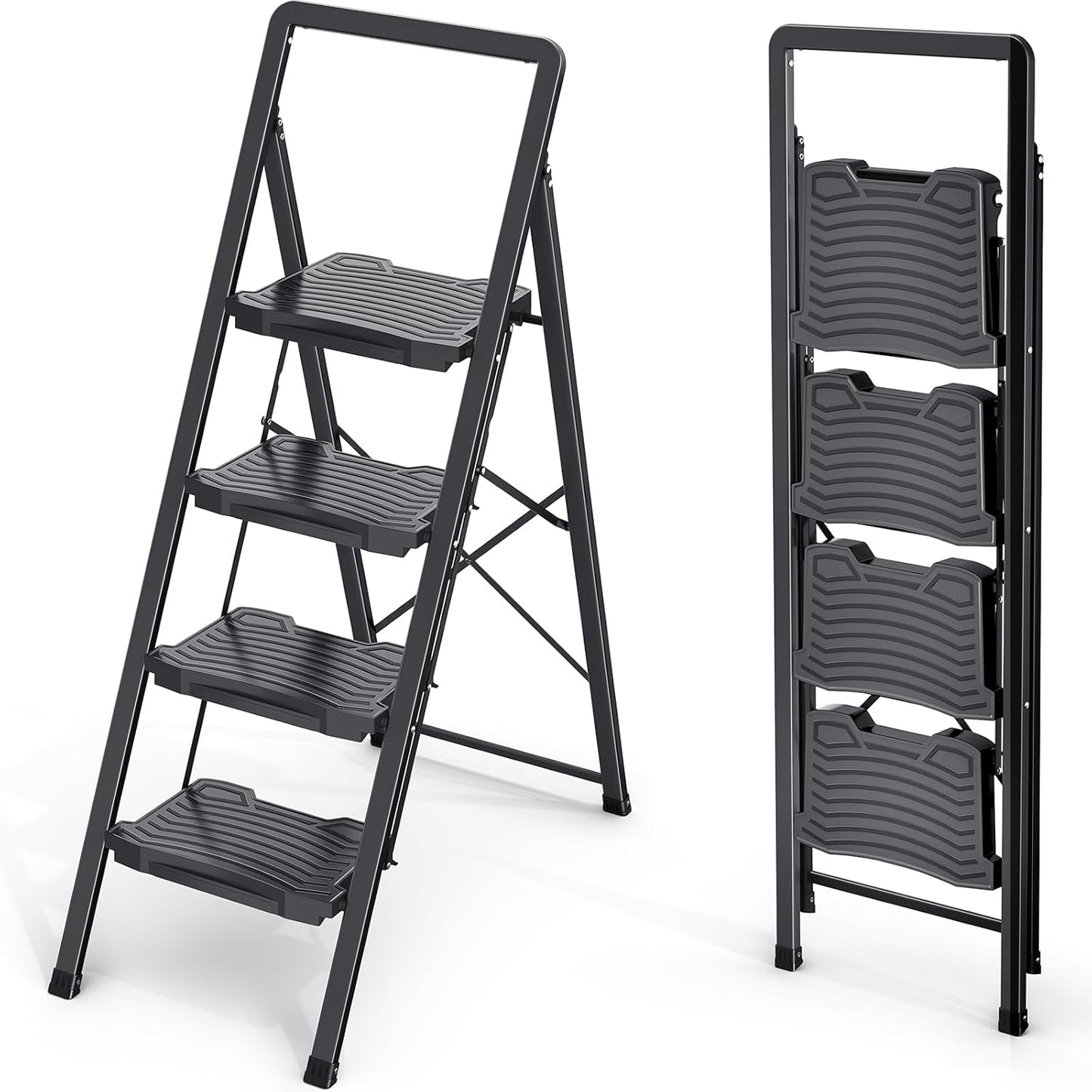 KINGRACK 4 Step Ladder with 800lb Capacity for Safe Climbing