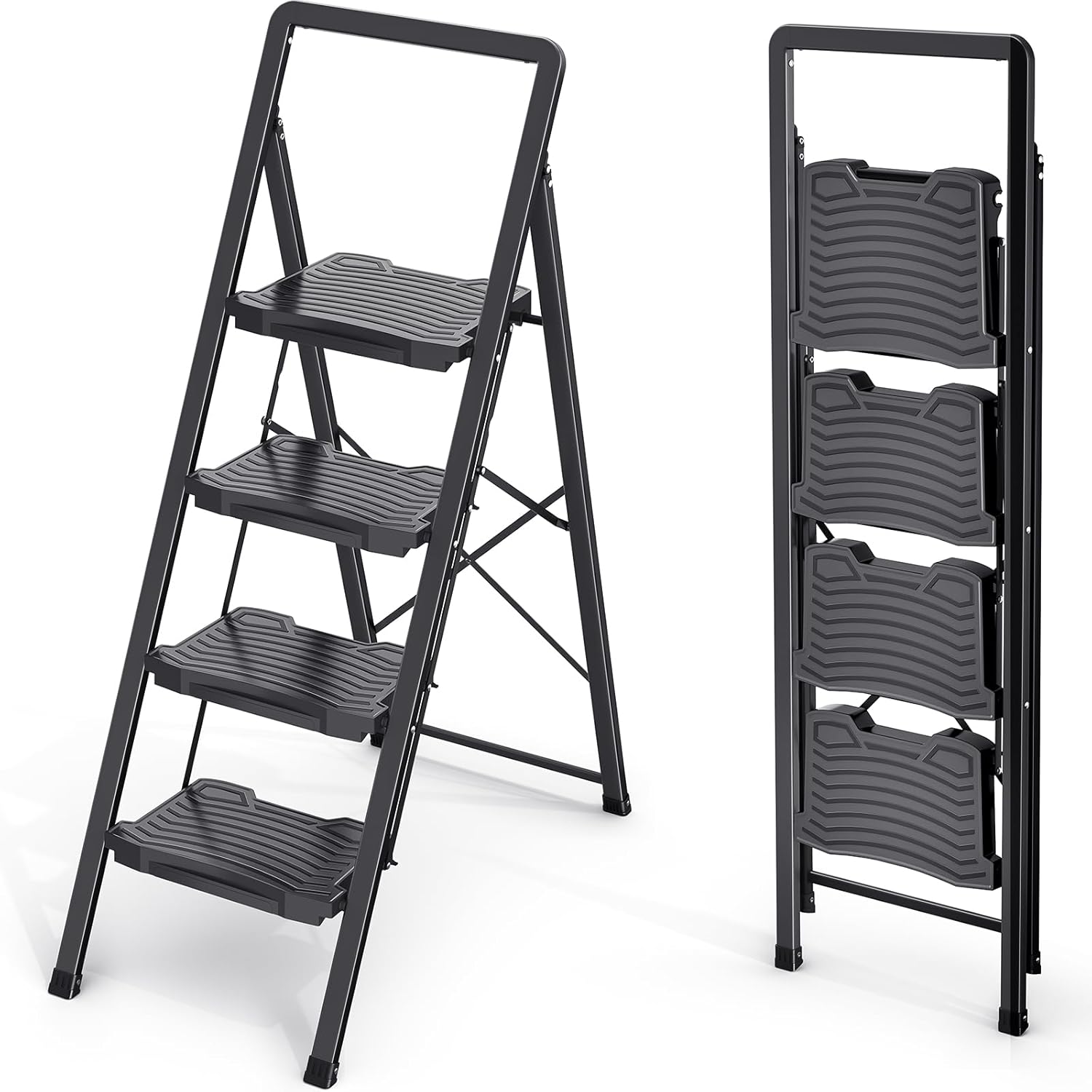 KINGRACK 4 Step Ladder with 800lb Capacity for Safe Climbing