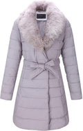 Women's Winter Puffer Jacket with Removable Fur Collar - Warm, Stylish