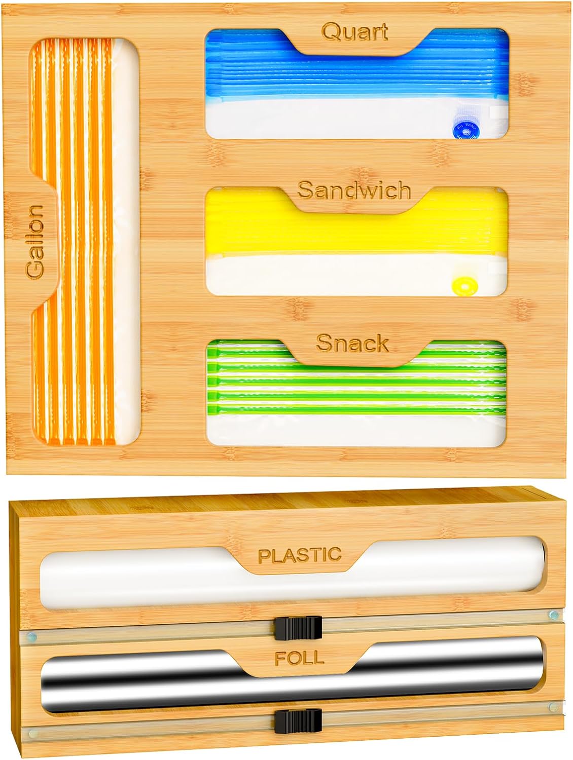 Bamboo Bag Storage Organizer by KOCWELL for Tidy Drawers