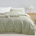 NEXHOME PRO Duvet Cover King Size Boho Tufted Set - Soft Sage Green