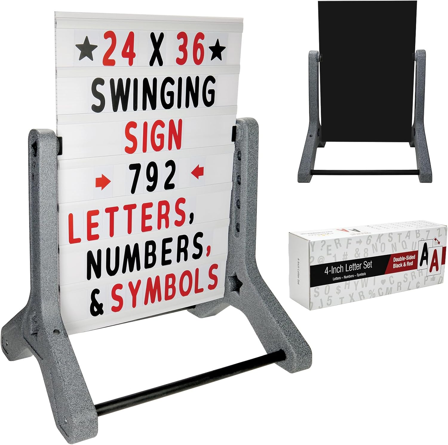 Swinging Changeable Message Sidewalk Sign with 792 Letters
