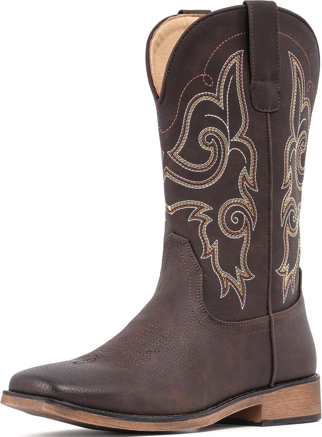 IUV Cowboy Boots for Women - Stylish Square Toe Mid Calf Boots