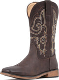 IUV Cowboy Boots For Women Square Toe Mid Calf Embroidered - Retro