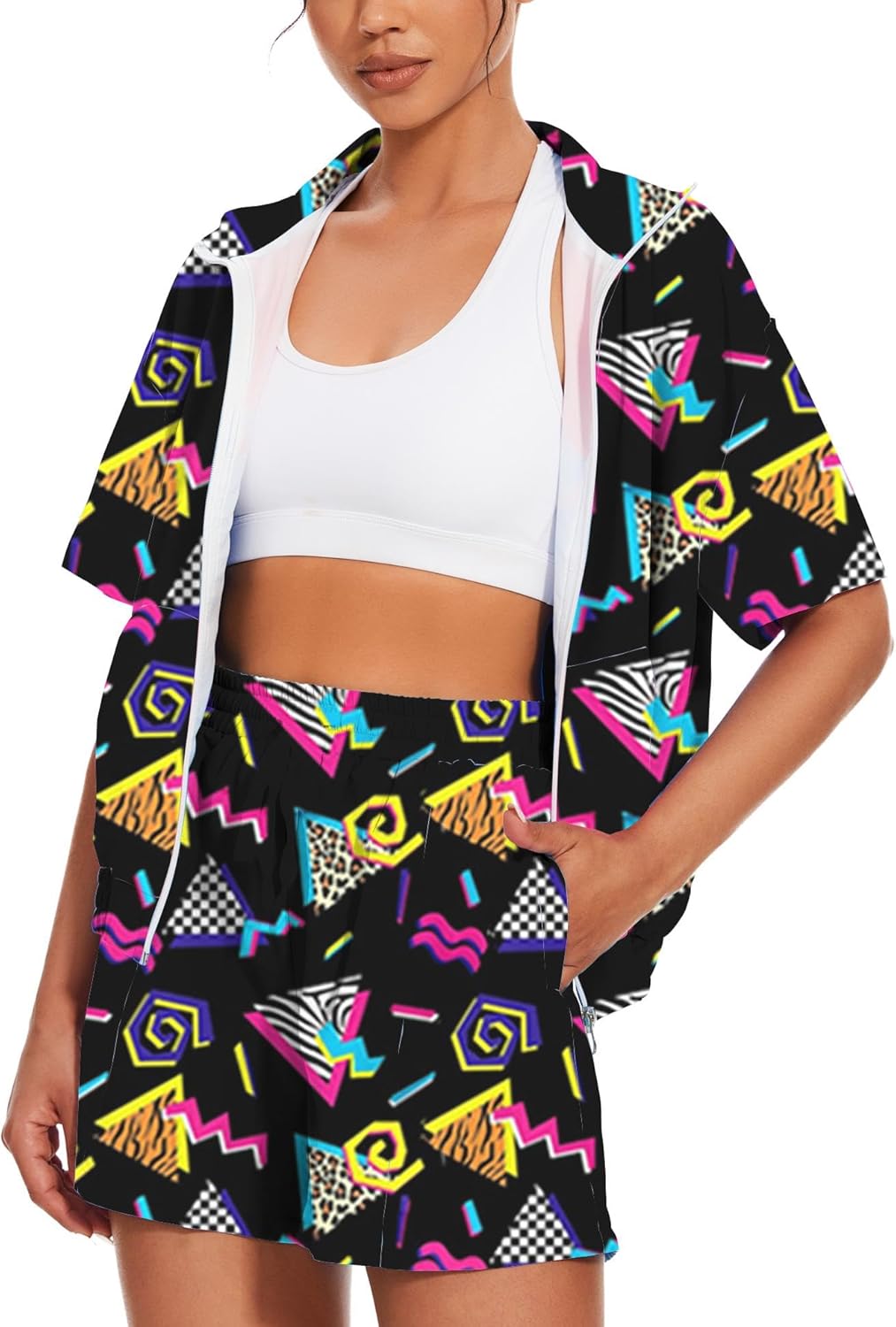 UOUA Women's 80s Color Block Outfits for Fun Summer Vibes