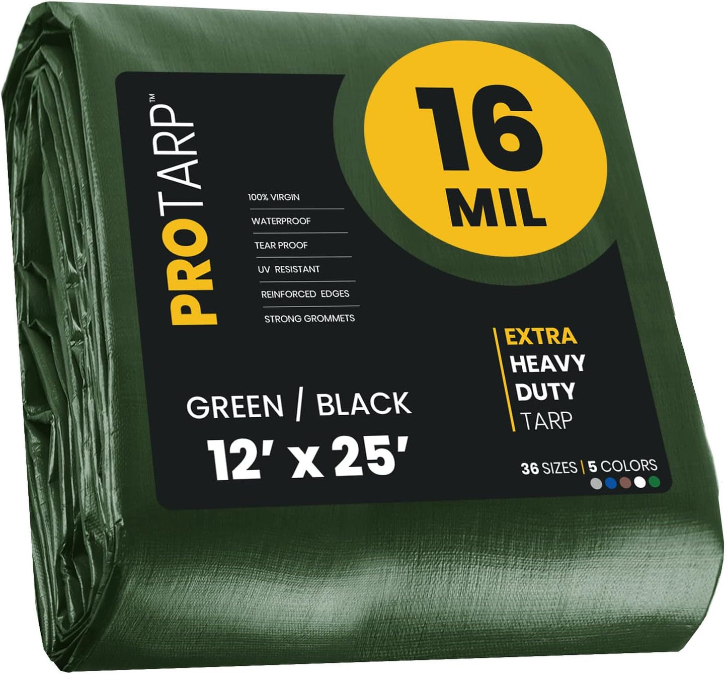 PROTARP Extra Heavy Duty 16 Mil Tarp Cover for All Weather Use