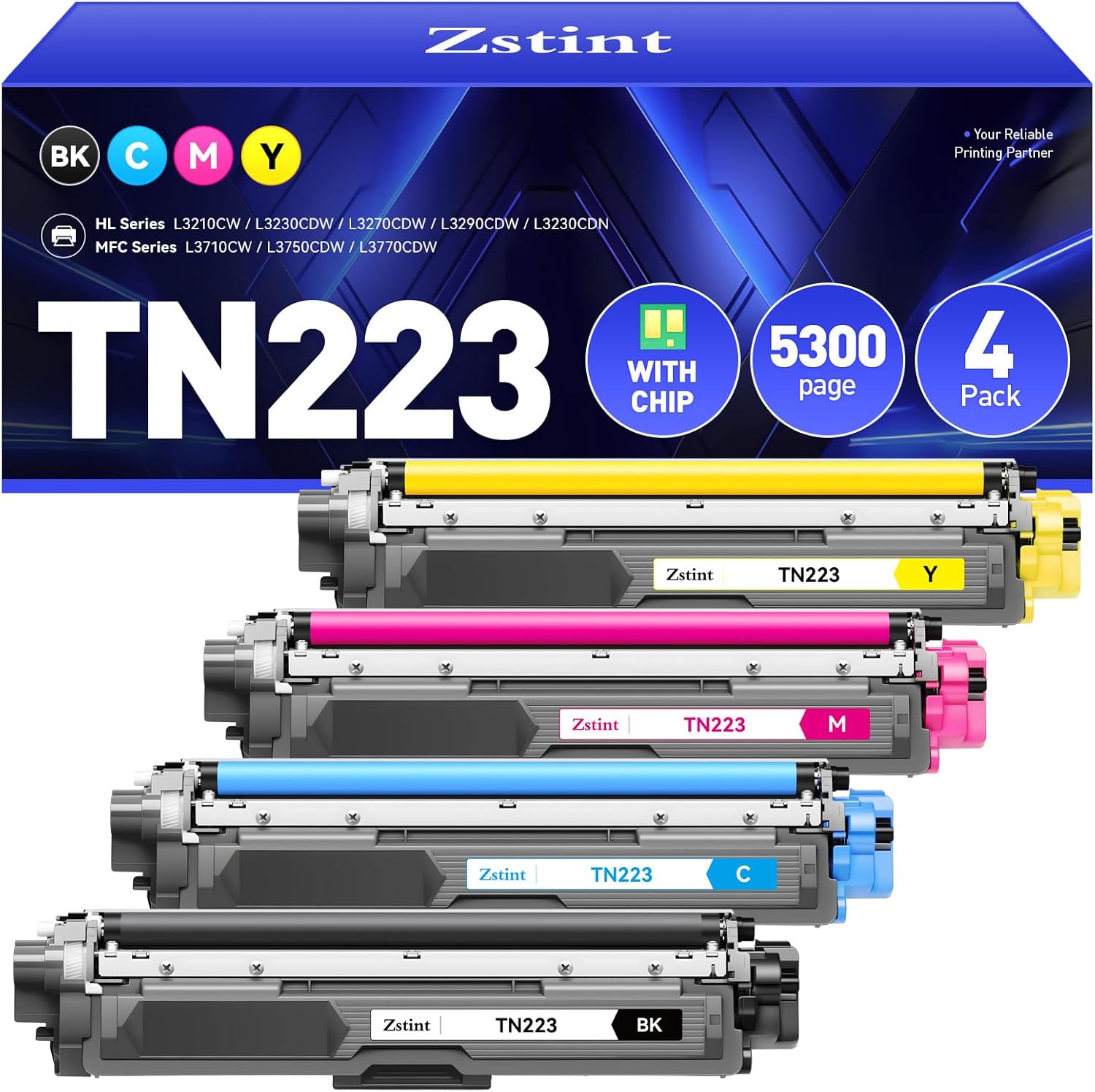 TN223 Toner Cartridge Set 4-Pack for Brother Printers - High Yield