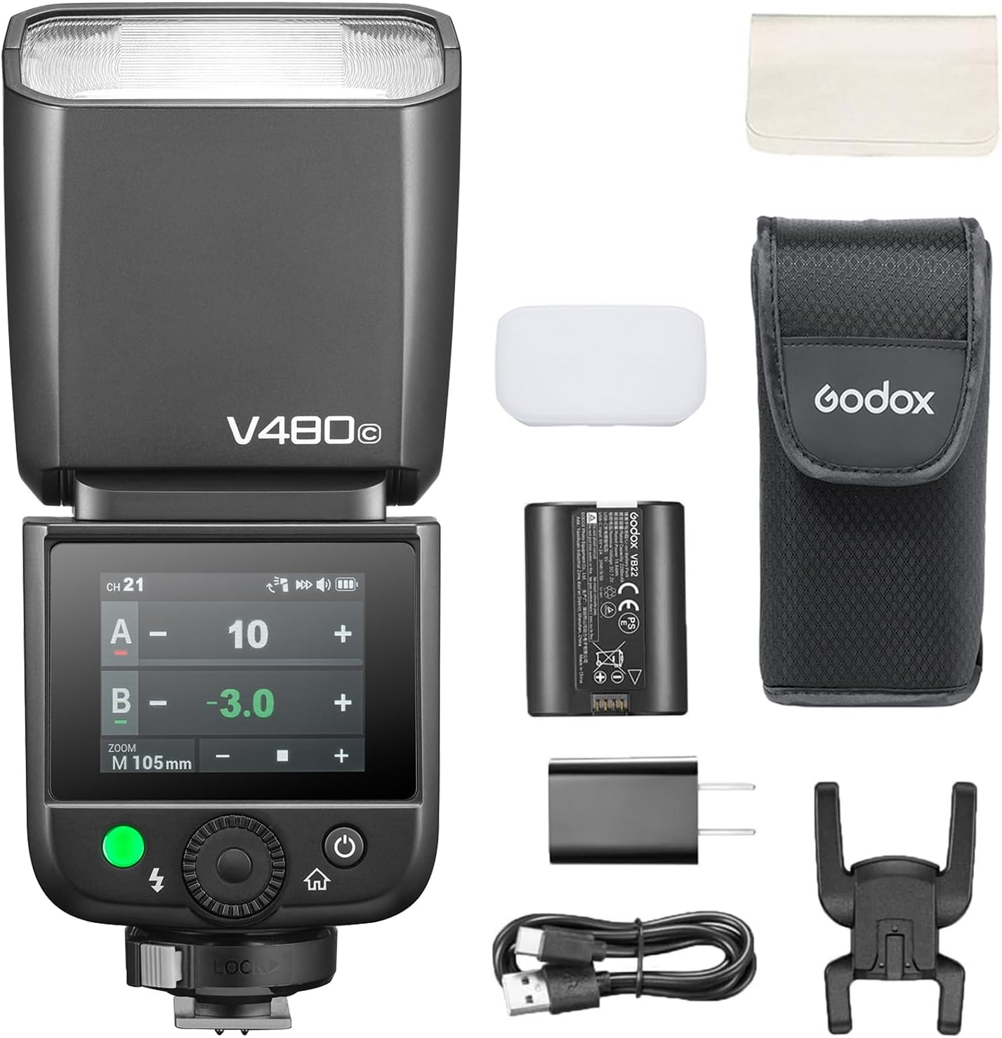 Godox V480-C Flash for Canon: High GN50 Output & Touchscreen