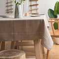 ColorBird Solid Embroidery Lattice Tablecloth 52 x 102 in - Linen Look