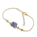 Raw Tanzanite Chain Bracelet Birthstone Gift for Her - Polished